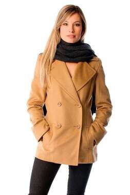 NWOT cashmere Boutique Camel Tan Beige Peacoat 4